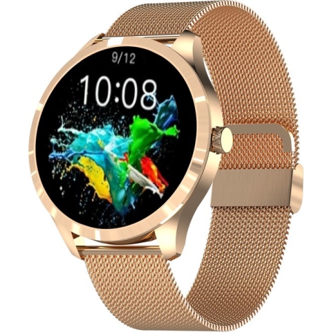 Belesy® Y7 Pro 2022 - Smartwatch Dames - Smartwatch Heren - Android - IOS - Horloge - 1.28 inch - Kleurenscherm - Stappenteller - Bloeddruk - Hartslag - 75+ Wijzerplaten - Sporten - Staal - Goud - Moederdag