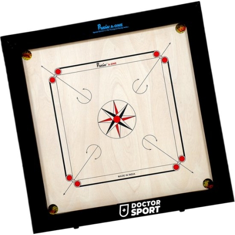 Ama-8 mm Speelveld - 12kgs. 74x74 cm - 82x82cm INDIA made Carrom spel - Origineel Toernooi Alleen Bord Klasse en Geweldig