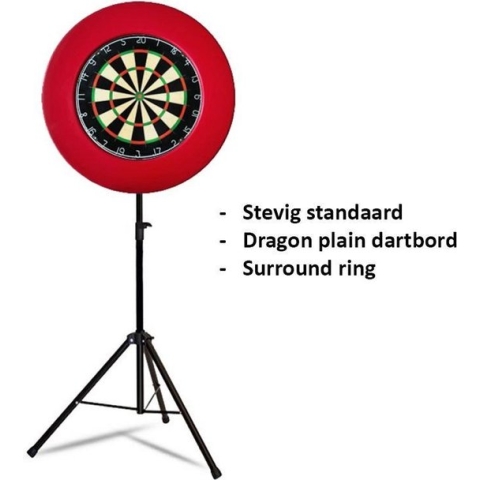 Darts Set - Portable dartbord standaard pakket - inclusief best geteste - dartbord en - dartbord surround ring - rood