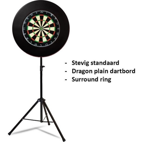 Darts Set - Portable dartbord standaard pakket - inclusief best geteste - dartbord en - dartbord surround ring - zwart
