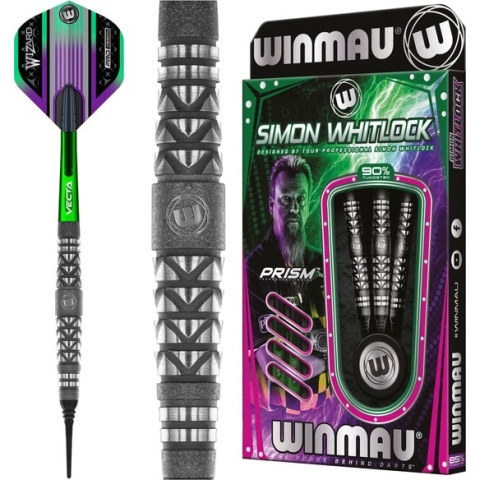 WINMAU - Simon Whitlock Shotblast: Softip Tungsten Steel Dartpijlen Professioneel - 18 gram vat, 20 gram totaal gewicht