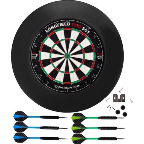 Dartboard Pro501 inclusief PU surround zwart en 2 sets darts