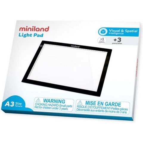 ML Transparant: A3 LIGHTPAD 47x35x0,5cm, met microUSB kabel, 3+