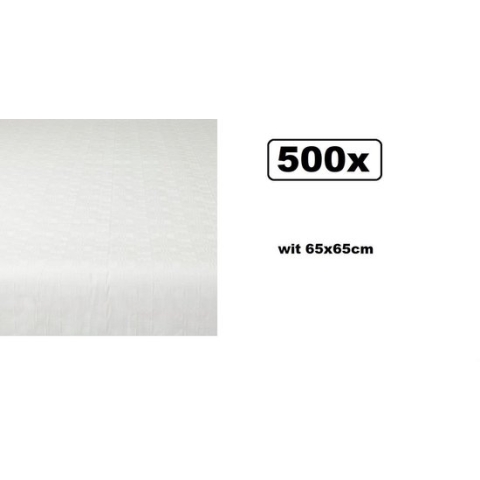 500x Damastvellen wit 65x65cm - tafel aankleding tafeldekken eten food restaurant