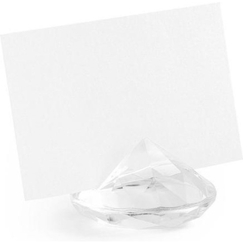 100x Kaarthouders standaards transparante diamanten 4 cm - Plaatsnaamhouders tafelschikking - Bruiloft/huwelijk versiering