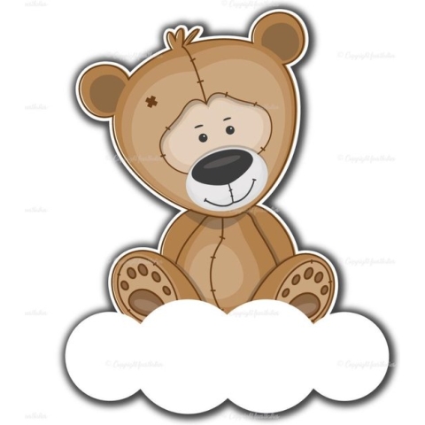 geboortebord teddybeer op wolk 75 cm