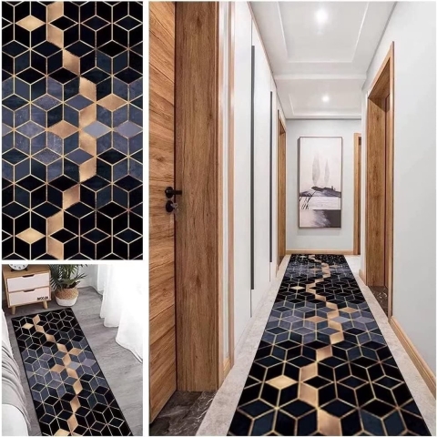 Tapijtloper voor gang, keukentapijt, wasbaar, antislip, loper, kleurrijk, lange vintage keukenloper, hal, tapijt voor woonkamer, kantoor, slaapkamer, eetkamer, gang, 60 x 200 cm