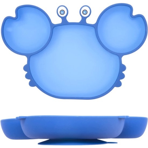 Put plates with compartments - Silicone Baby Board / Non-Slip Kids Placemat with Suction Cups - Self-Feeding Training