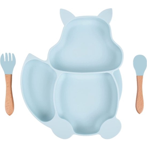 Put plates with compartments - Silicone Baby Board / Non-Slip Kids Placemat with Suction Cups - Self-Feeding Training