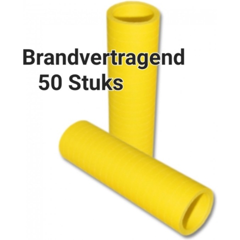 50 rolletjes Brandvertragende Serpentines Geel van kleur. 20 bij 4 meter lang. Voor feesten, Carnaval, Verjaardagen, Themafeesten, Horeca versiering, Halloween, Voetbal, WK, Pasen