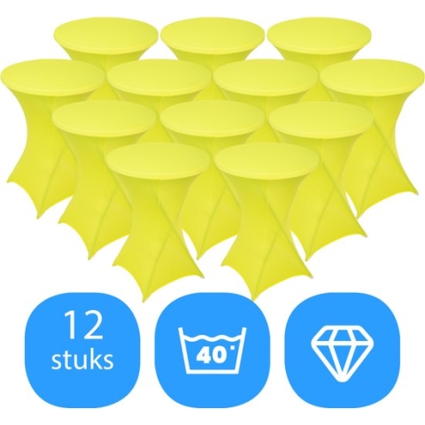 Statafelrok Geel x 12 – ∅80-85 x 110 cm – Stretch 12 stuks – Tafelrok voor Statafel – Geschikt voor Horeca Evenementen | Sta Tafel Hoes | Staantafelhoes | Cocktailparty | Trouwerij