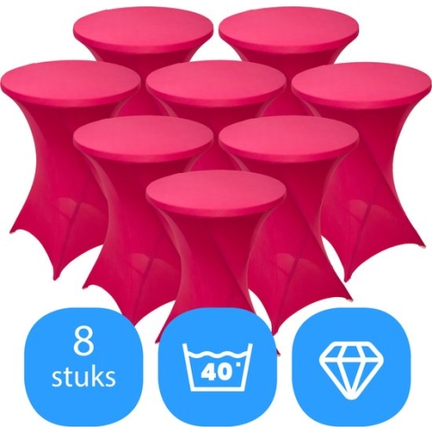 Statafelrok Roze x 8 – ∅80-85 x 110 cm – Statafelhoes Stretch 8 Stuks – Tafelhoezen voor Statafel Sta Tafel Hoes | Staantafelhoes - Geschikt voor Horeca Evenementen | Cocktailparty | Trouwerij