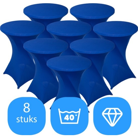 Statafelrok Blauw x 8 – ∅80-85 x 110 cm – Stretch 8 stuks – Tafelrok voor Statafel – Geschikt voor Horeca Evenementen | Sta Tafel Hoes | Staantafelhoes | Cocktailparty | Trouwerij