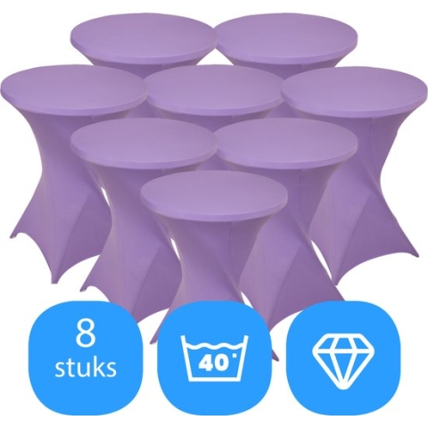 Statafelrok Lavendel x 8 – ∅80-85 x 110 cm – Statafelhoes Stretch 8 Stuks – Tafelhoezen voor Statafel Sta Tafel Hoes | Staantafelhoes - Geschikt voor Horeca Evenementen | Cocktailparty | Trouwerij