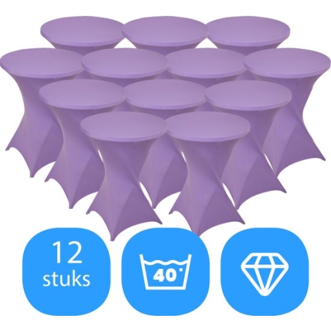 Statafelrok Lavendel x 12 – ∅80-85 x 110 cm – Statafelhoes Stretch 12 Stuks – Tafelhoezen voor Statafel Sta Tafel Hoes | Staantafelhoes - Geschikt voor Horeca Evenementen | Cocktailparty | Trouwerij