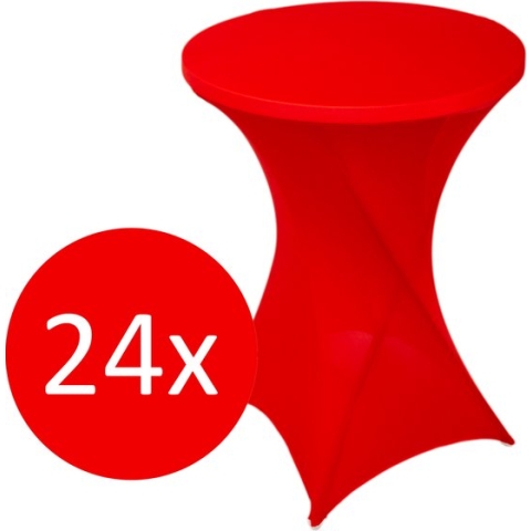 Statafelrok Rood x 24 – ∅80-85 x 110 cm – Stretch 24 stuks – Tafelrok voor Statafel – Geschikt voor Horeca Evenementen | Sta Tafel Hoes | Staantafelhoes | Cocktailparty | Trouwerij