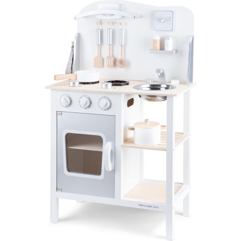 New Classic Toys Houten Kinderkeuken Wit - Inclusief Accessoires - Aanrechthoogte is 55 centimeter