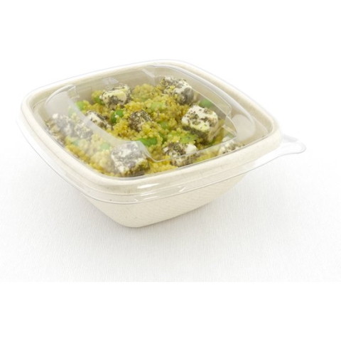 Vierkante saladebowl ongebleekt suikerriet 500 ml hoog | Inhoud: 500 stuks