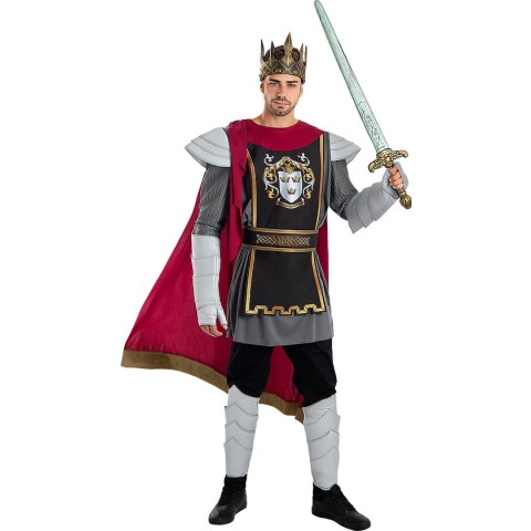 Funidelia | Deluxe Koning Arthurkostuum Voor voor mannen - Middeleeuwse, Middeleeuwen, Ridder, Knight - Kostuum voor Volwassenen Accessoire verkleedkleding en rekwisieten voor Halloween, carnaval & feesten - Maat L - Bordeaux rood
