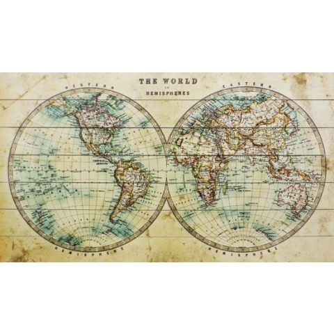 Wereldkaart op Hout Klassiek | 105cm x 60cm  | Met 100 gratis koperen pins