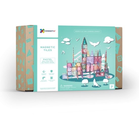 Connetix - Pastel Ball Run Pack knikkerbaan 106 stuks - magnetisch constructiespeelgoed