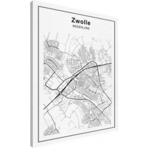 Stadskaart Zwolle - Canvas 60x80