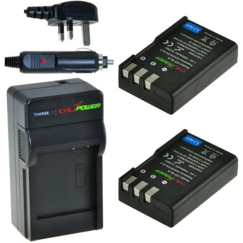 ChiliPower 2 x EN-EL9 accu's voor Nikon - Charger Kit + car-charger - UK version