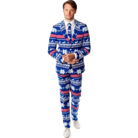 OppoSuits The Rudolph - Heren Kostuum - Blauw - Kerstpak - Maat 54