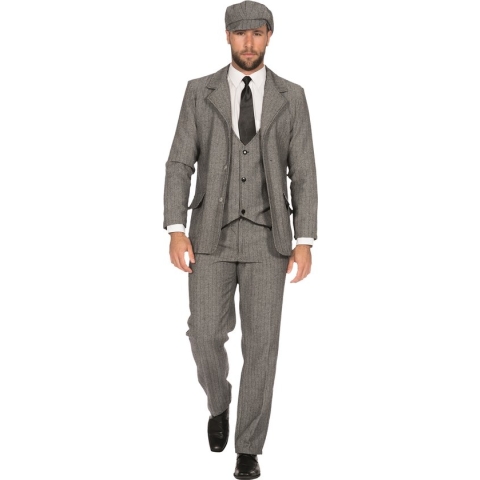 Wilbers & Wilbers - Jaren 20 Danseressen Kostuum - Roaring 20s Colbert Peaky Birmingham Grijs Man - Grijs - Maat 64 - Carnavalskleding - Verkleedkleding