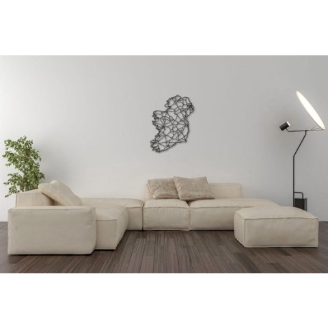 HOUTEN WANDDECORATIE / WOODEN WALL DECORATION - MUURDECORATIE / WALL ART - LANDKAART IERLAND / COUNTRY MAP IRELAND - 85 x 60 CM - ZWART HOUT / BLACK WOOD - WANDFIGUUR IRELAND - CADEAU / GIFT / GESCHENK