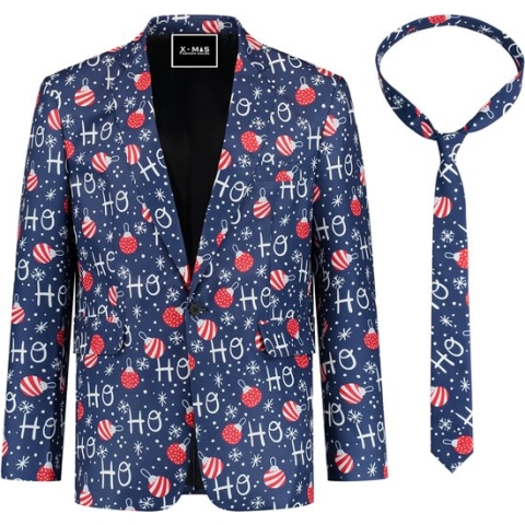 Kerst Blazer HO HO HO met stropdas