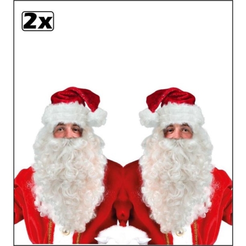 2x Kerstman pruik met baard luxe - kerst man ho ho ho noordpool kerstboom winter december kerst feest festival arreslee rendier