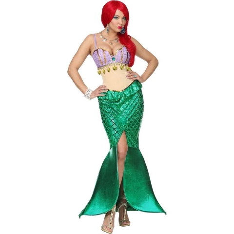 Widmann - Zeemeermin Kostuum - Zwoele Zeemeermin Schubben Staart - Vrouw - Groen - Medium - Carnavalskleding - Verkleedkleding