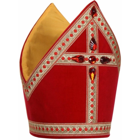 Kokermijter model Bram | Sinterklaas mijter rood | Stevige mijter voor de échte professionele Sinterklaas | Onesize