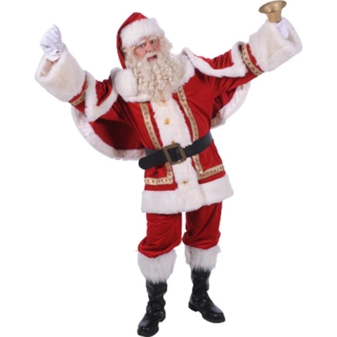 Polyester fluweel kerstman  kostuum.