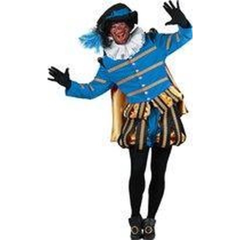 Prachtig Pieten kostuum - Hoogwaardig kwaliteit polyester fluweel - Piet Albufeira - Blauw en zwart - Maat M