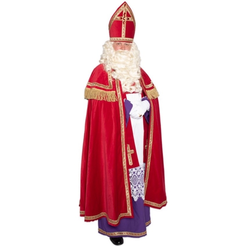 Witbaard Sintkostuum Katoen Rood/wit One-size 5-delig