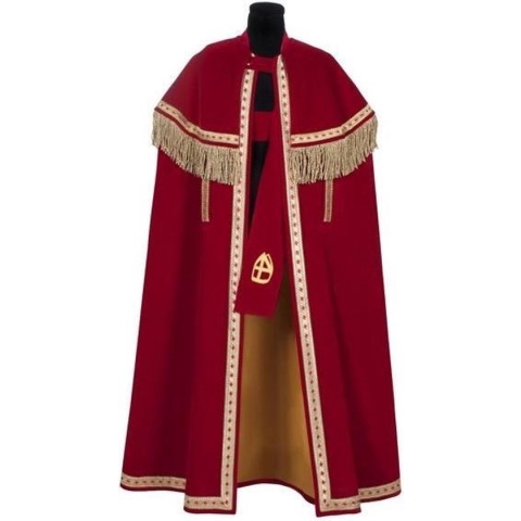 mantel + stola tv sint fluweel stefaan rood