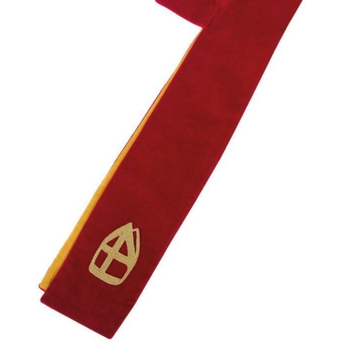 Witbaard Stola Sinterklaas Fluweel Rood/goud