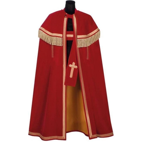 Witbaard Mantel Sinterklaas Fluweel Rood/goud One-size