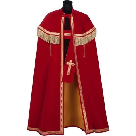 TV-Sint fluweel (Bram), Rood, Mantel-Stola
