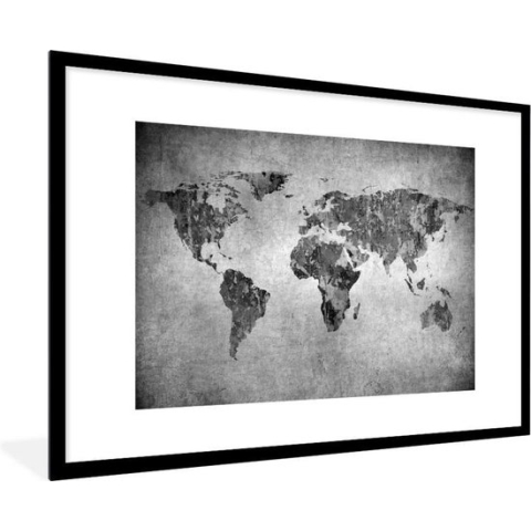 Fotolijst incl. Poster - Wereldkaart - Vintage - Abstract - Kinderen - Jongens - Meisjes - 90x60 cm - Posterlijst