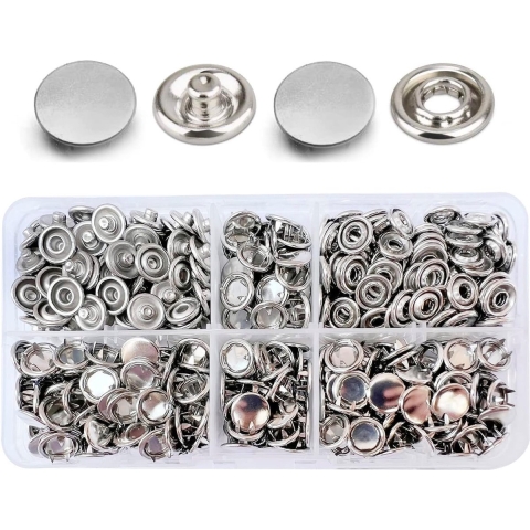 Jersey drukknopen metaal, set van 120 drukknopen, naaitoebehoren, knopen om aan te naaien, Jessey Snaps voor baby's, kinderkleding, naaien (zilver)