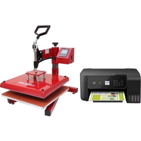 Bundel: Pixmax 38x38 cm Swing hitte pers + sublimatie printer - transferpers bedrukking bedrukken