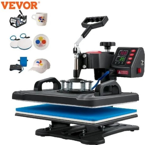 ShopbijStef - Vevor Transferpers - Hittepers - Heat press machine - 5 in 1 Professionele Heat Press - Snijplotter - Digitaal LCD Display