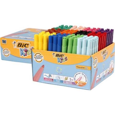 Kleurstift BicKids Visacolor XL Ecolutions Schoolbox 144 stuks assorti