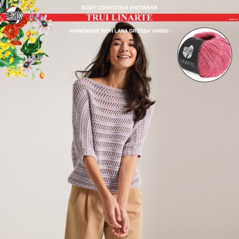 Breipakket trui mt. 44 met Linarte garen model 23 van Lana Grossa Classici 24- kleur azalea