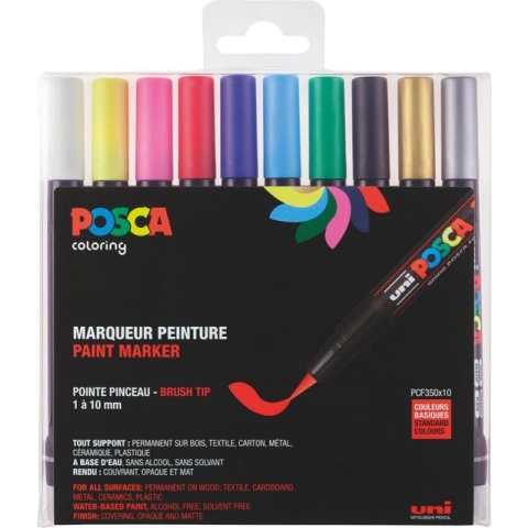 Uni Posca PCF350 - verfmarker - brushpen - set á 10 stuks.