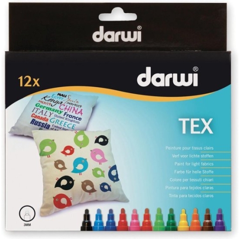 Darwi - Tex Textiel Marker 3Mm Punt 12stuks