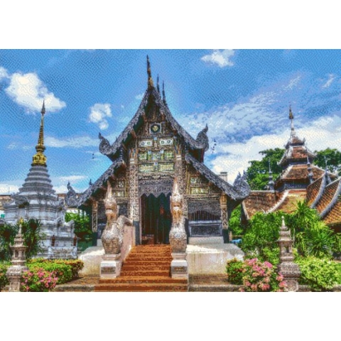 MyHobby Borduurpakket –  Tempel in Chaing Mai 70×50 cm - Aida stof 5,5 kruisjes/cm (14 count)